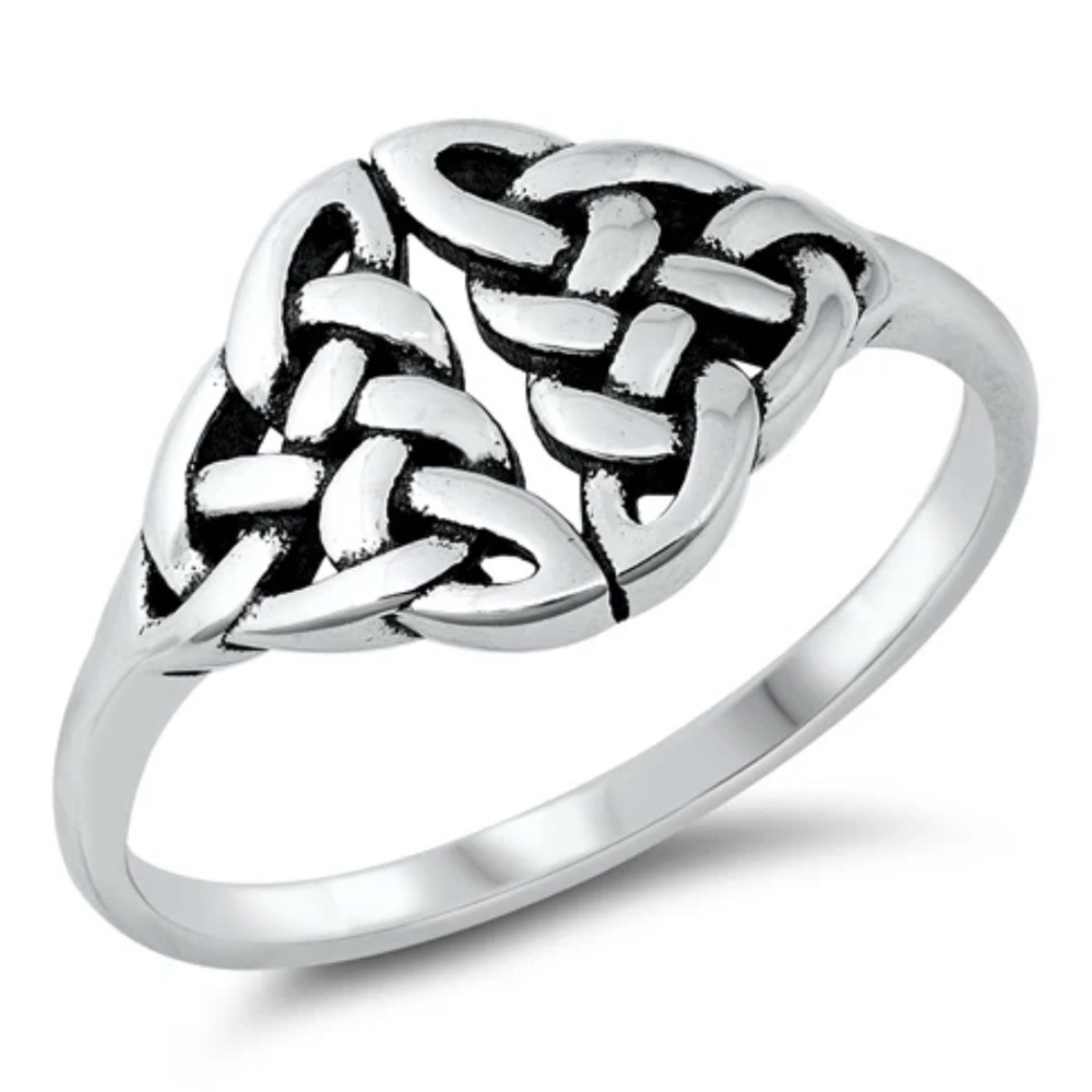 Sterling Silver Celtic Knot Ring – 10 mm Face Height – Size 10